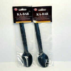 KA-BAR SET OF 2 Krunch Spoon-Straw Black Polymer Creamid 9924 USA